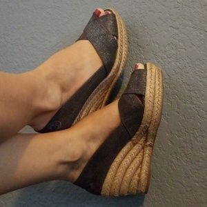 Tory Burch Gray Shimmer Filipa Espadrille Wedges